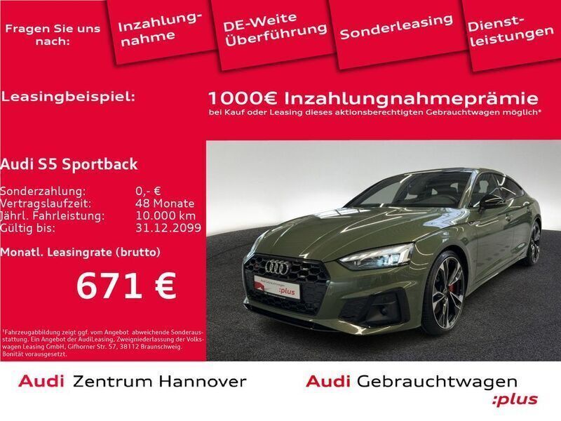 Distriktgrün metallic Gebraucht 2022 Audi S5 Sportback Ambiente Kleinwagen | 53.990 € (Etwas zu teuer) - Bild 1/4