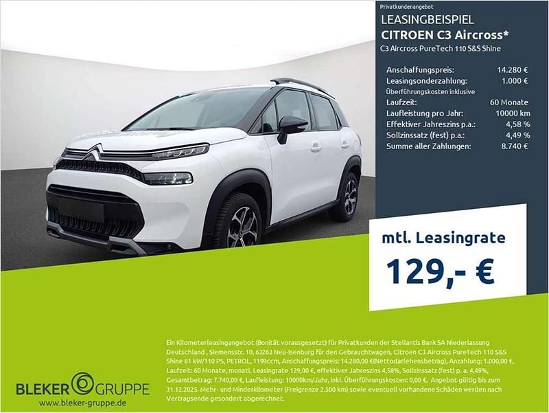 Weiß Gebraucht 2023 Citroën C3 Aircross Shine SUV | 14.280 € (Guter Preis) - Bild 1/3