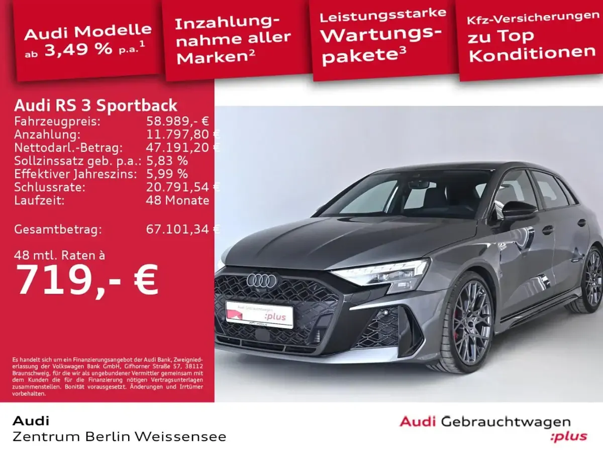 Gebraucht Audi RS3 Sportback Ambiente 400 PS (294 kW) 2025 Daytonagrau perleffekt Kleinwagen