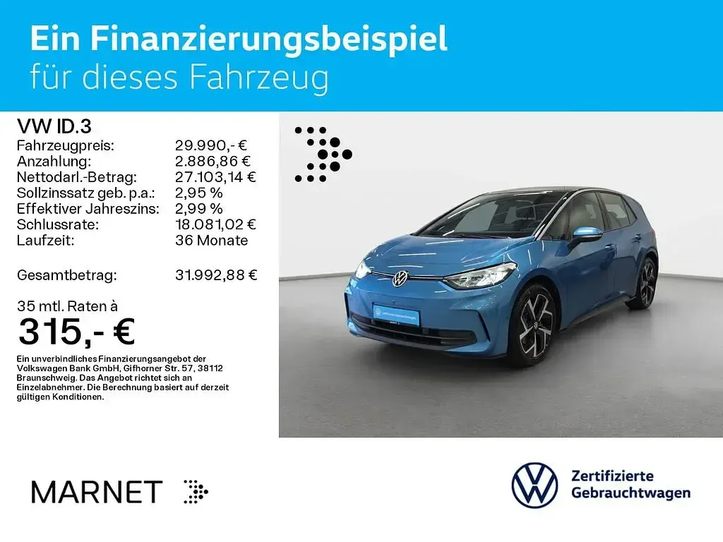 Gebraucht VW ID.3 IQ Drive 150 kW (204 PS) 2024 Blau Kleinwagen