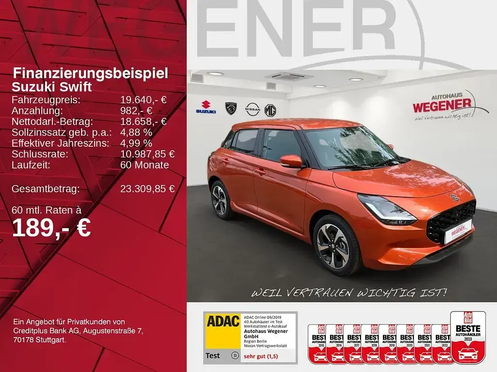 Neu Suzuki Swift Comfort+ 83 PS (61 kW) 2026 Flame orange pearl met. Kleinwagen