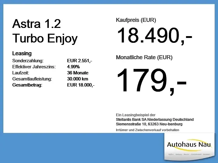Gebraucht Opel Astra Enjoy 131 PS (96 kW) 2023 Karbon schwarz Kleinwagen