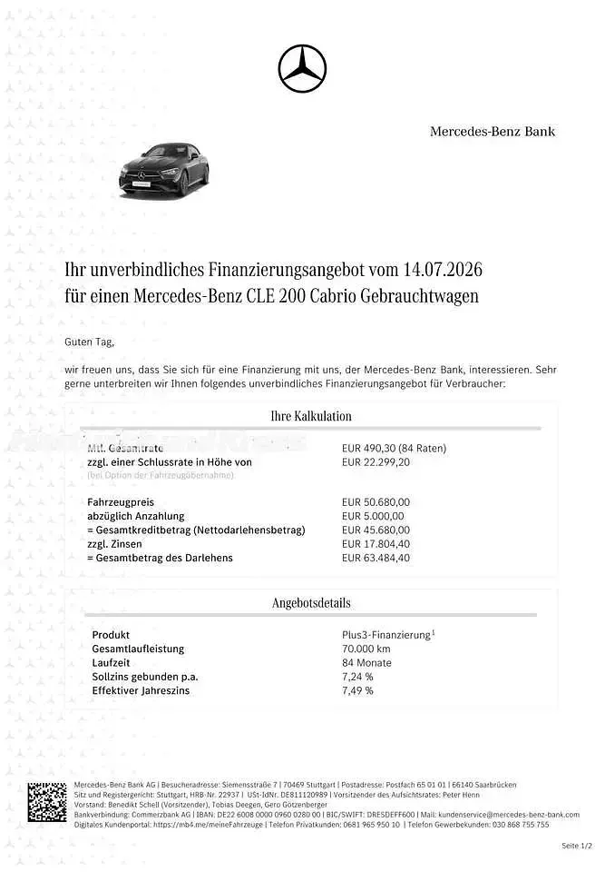 Gebraucht Mercedes CLE200 Advanced Plus 204 PS (150 kW) 2025 Graphitgrau  lack Cabrio