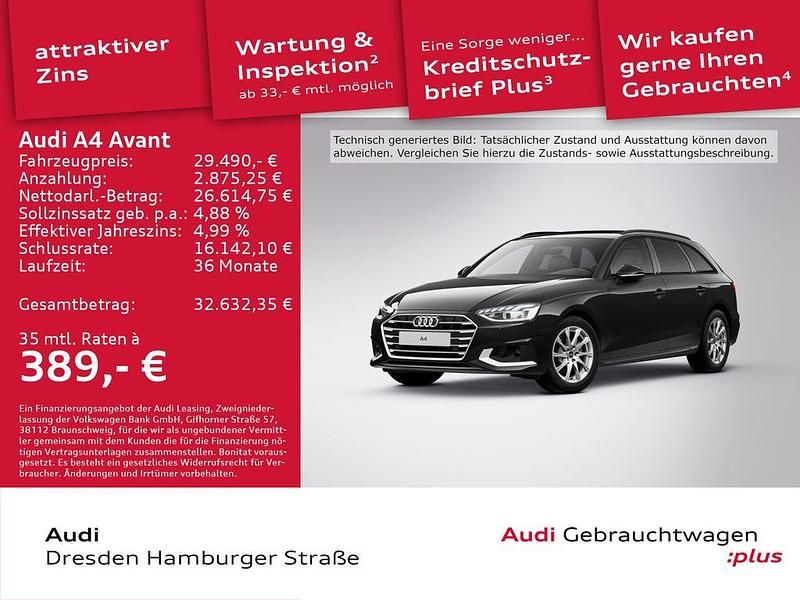 Brillantschwarz Gebraucht 2022 Audi A4 Advanced Kombi | 29.490 € (Etwas zu teuer) - Bild 1/3