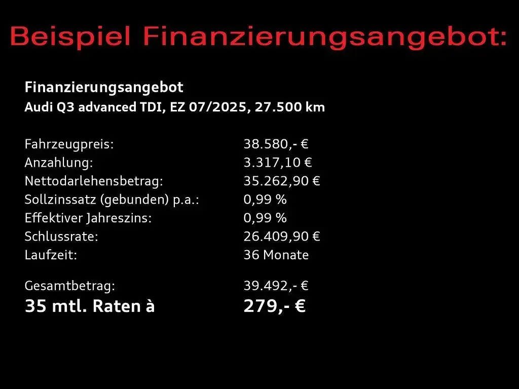 Gebraucht Audi Q3 Advanced Plus 150 PS (110 kW) 2025 Mythosschwarz metallic SUV