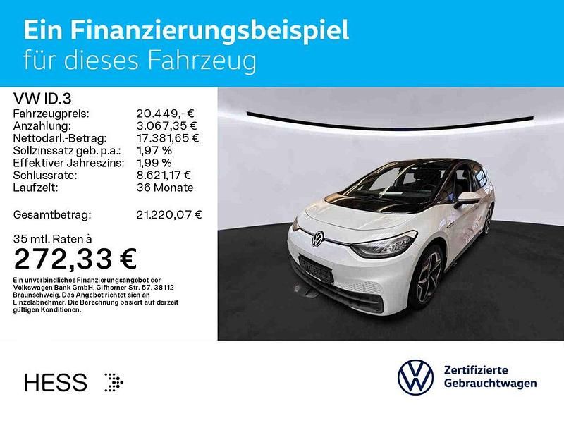 Gebraucht VW ID.3 Pro Performance 150 kW (204 PS) 2022 Gletscherweiß schwarz (metallic) Kleinwagen