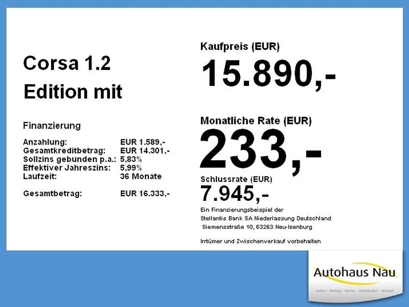 Gebraucht Opel Corsa Edition 75 PS (55 kW) 2022 Aluminium silb/kristall silb Kleinwagen