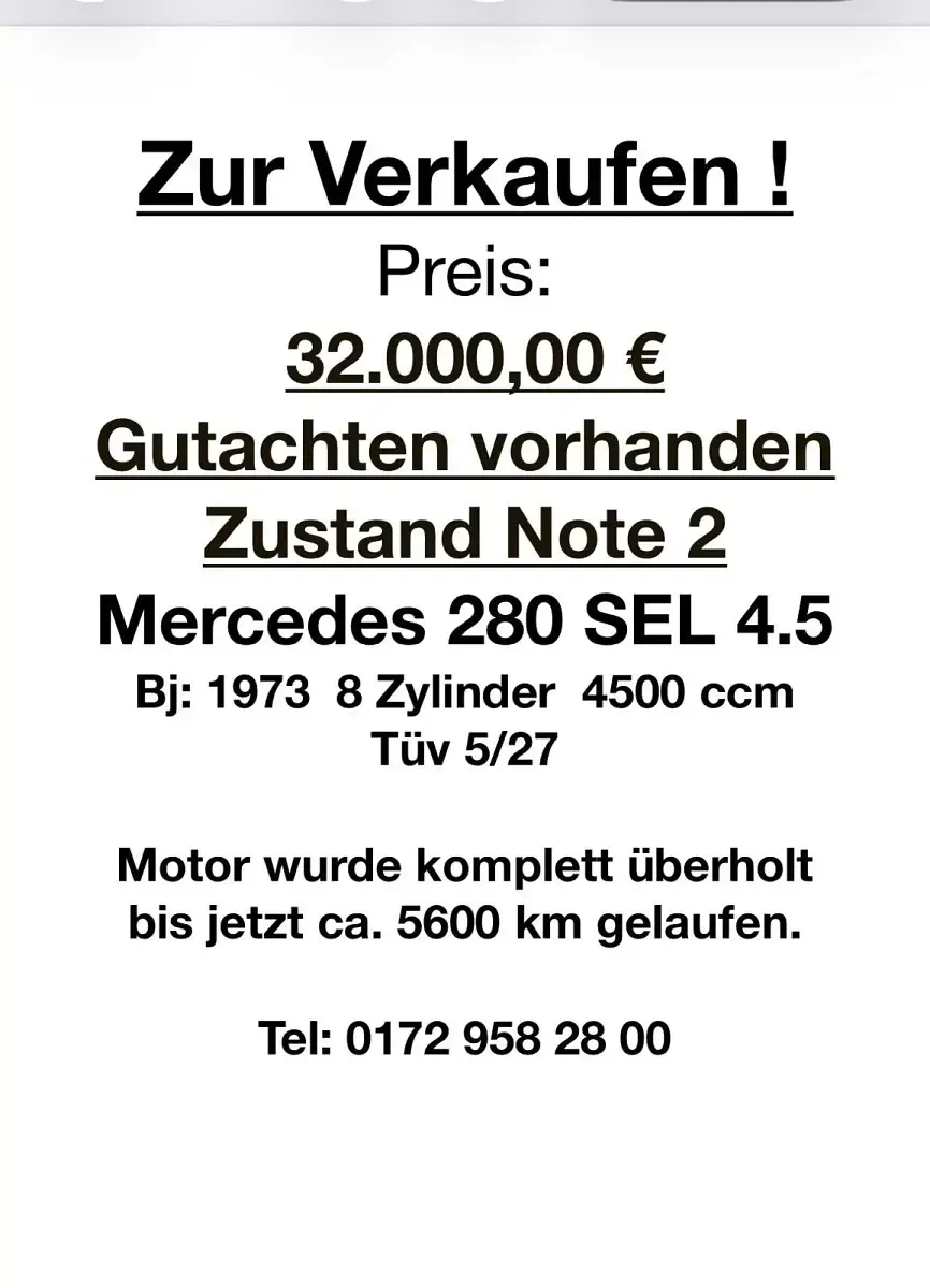 Gebraucht Mercedes 280 200 PS (147 kW) 1973 Gelb Limousine