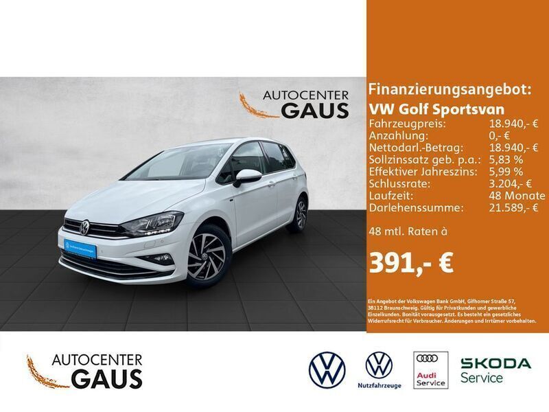 Weiß Gebraucht 2018 VW Golf Sportsvan Join Van / Kleinbus | 18.940 € (Fairer Preis) - Bild 1/4