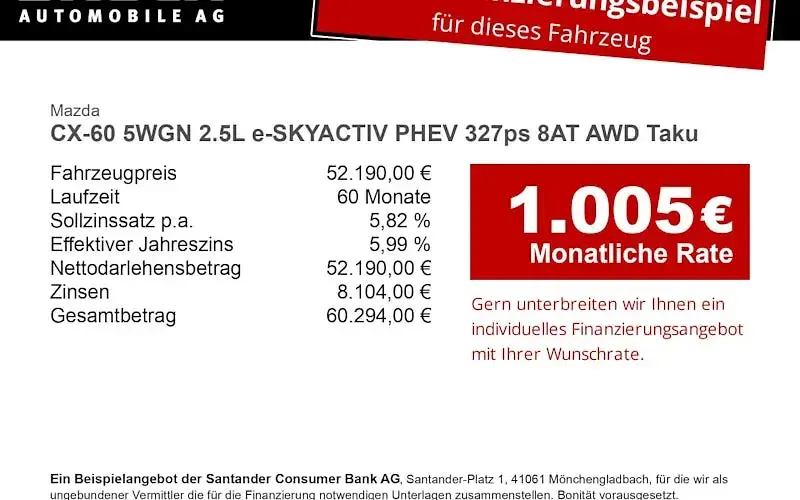 Neu Mazda CX-60 Takumi-Line 327 PS (240 kW) 2025 Schwarz SUV