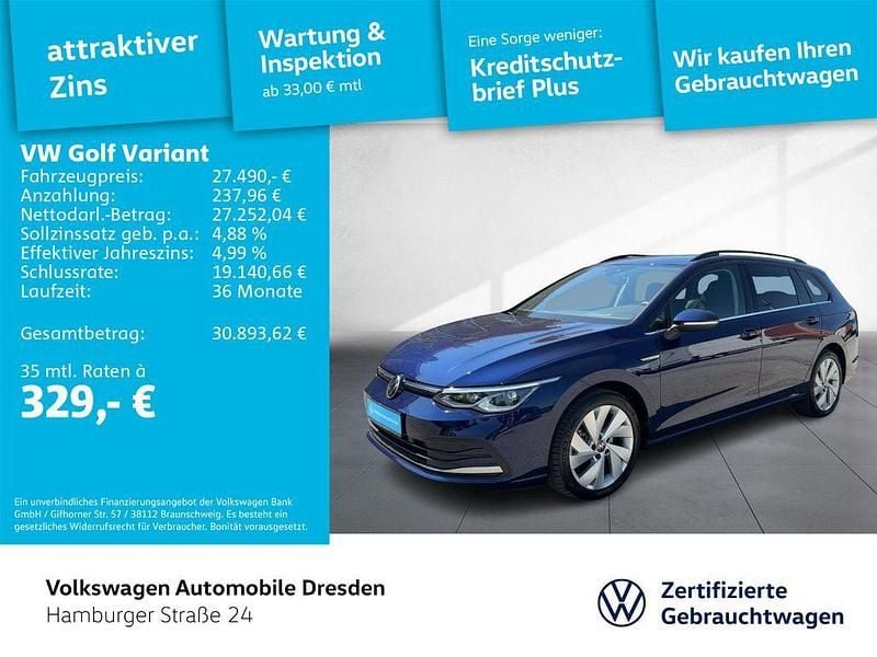 Blau Gebraucht 2024 VW Golf VIII Style Kombi | 27.490 € (Guter Preis) - Bild 1/4
