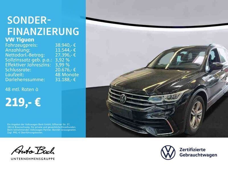 Schwarz (deep black perleffekt) Gebraucht 2020 VW Tiguan R-line SUV | 38.940 € (Teuer) - Bild 1/4
