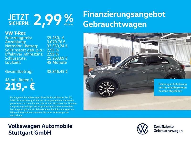 Petroleum blue metallic/schwar Gebraucht 2024 VW T-Roc R-line SUV | 35.430 € (Fairer Preis) - Bild 1/4