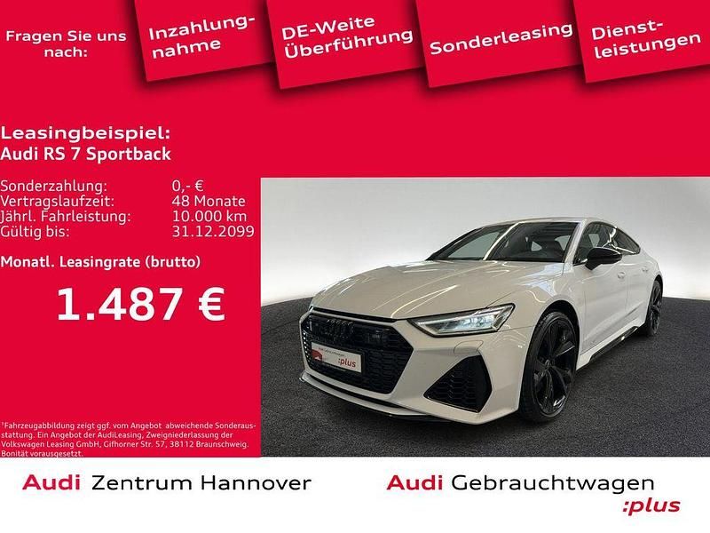 Gletscherweiß metallic Gebraucht 2022 Audi RS7 Sportback Ambiente Kleinwagen | 88.550 € (Superpreis) - Bild 1/4