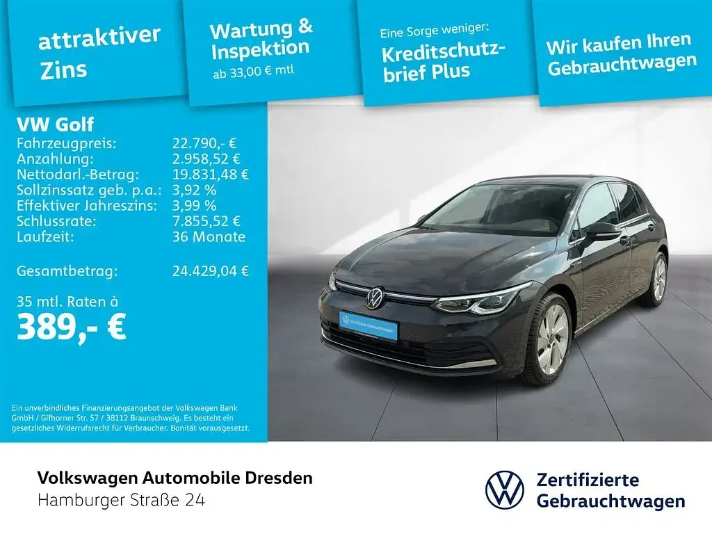 Gebraucht VW Golf VIII Style 131 PS (96 kW) 2024 Grau Limousine