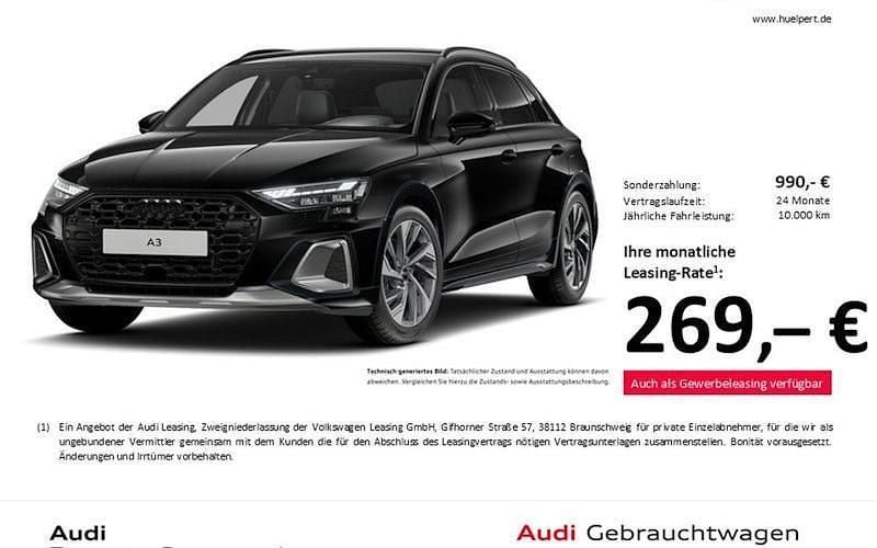 Schwarz Gebraucht 2024 Audi A3 Sportback Ambiente Limousine | 37.698 € (Fairer Preis) - Bild 1/4
