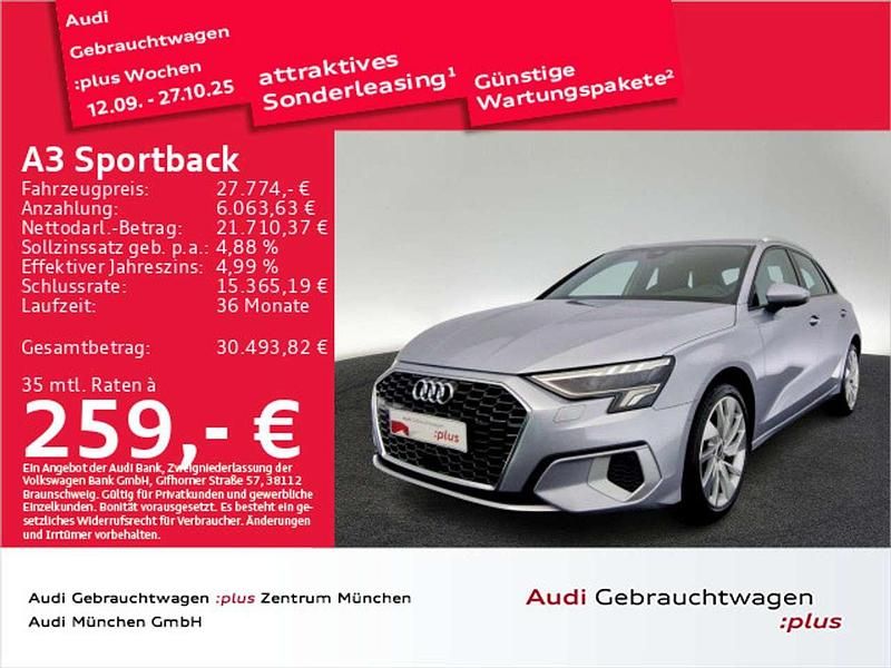 Florettsilber metallic Gebraucht 2021 Audi A3 Advanced Limousine | 27.774 € (Fairer Preis) - Bild 1/2