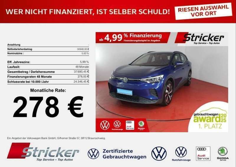 Blue dusk metallic Gebraucht 2023 VW ID.4 Pro Performance SUV | 30.948 € (Superpreis) - Bild 1/4