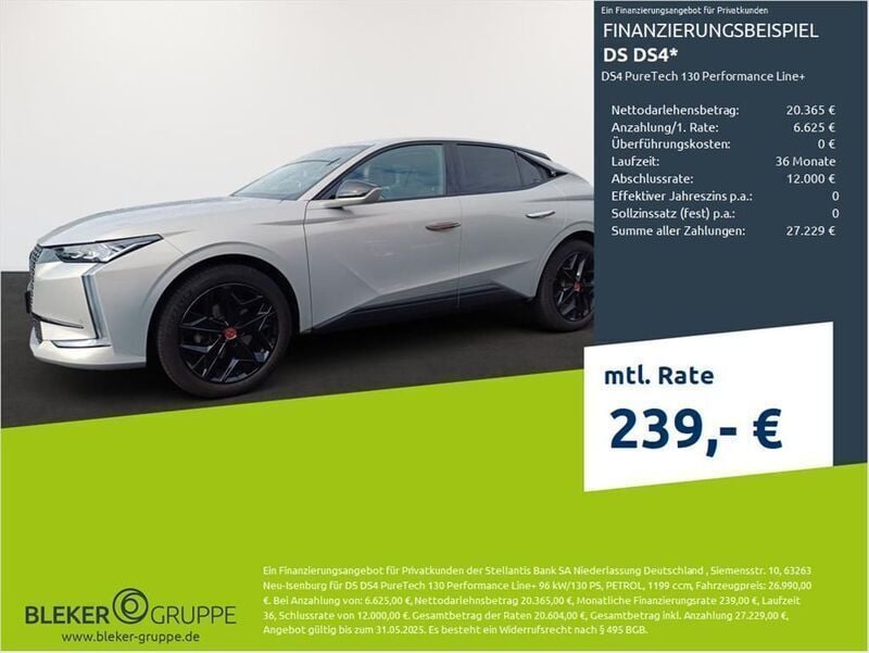 Kristallgrau Gebraucht 2023 DS Automobiles DS4 Performance Line Plus Limousine | 26.990 € (Fairer Preis) - Bild 1/3