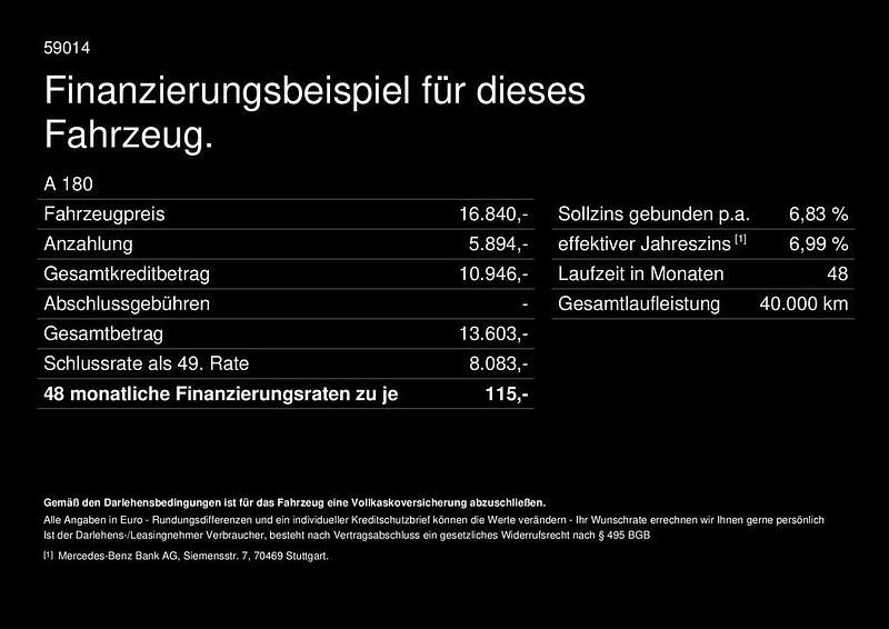 Gebraucht Mercedes A180 Urban 122 PS (89 kW) 2017 Schwarz Kleinwagen