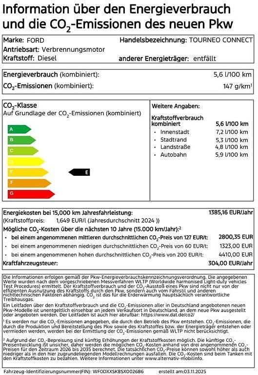Blau Neu 2025 Ford Tourneo Connect Titanium Van / Kleinbus | 36.850 € (Fairer Preis) - Bild 1/2