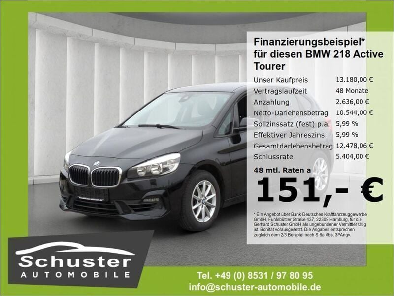 Schwarz Gebraucht 2018 BMW 218 Active Tourer Advantage Van / Kleinbus | 13.180 € (Fairer Preis) - Bild 1/4