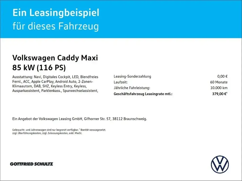 Ny VW Caddy Maxi Edition 116 HK (85 kW) 2026 Hvid MPV