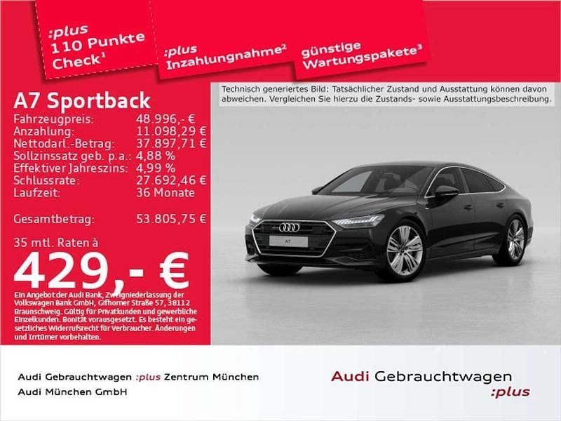 Mythosschwarz metallic Gebraucht 2022 Audi A7 Kleinwagen | 48.996 € (Guter Preis) - Bild 1/2