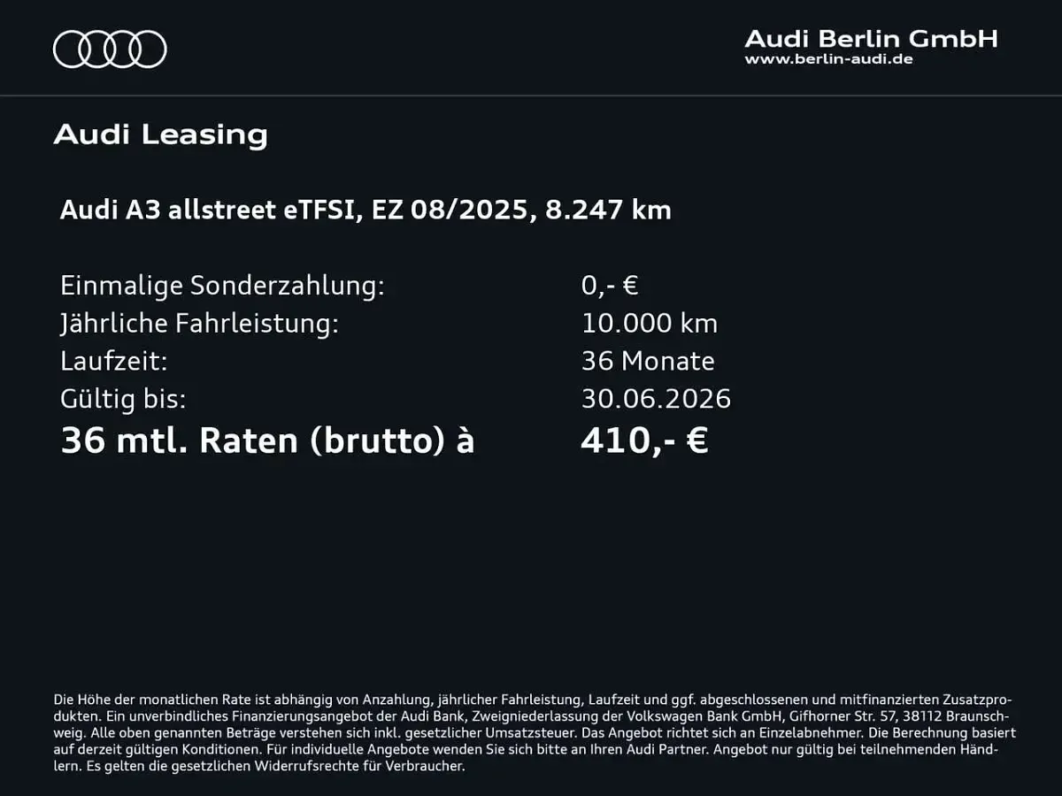 Occasion Audi A3 204 ch (150 kW) 2025 Noir Break