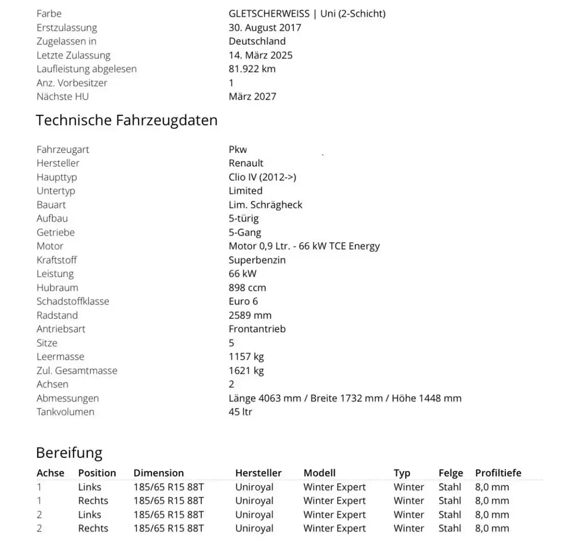 Gebraucht Renault Clio LIMITED 90 PS (66 kW) 2017 Weiß Kleinwagen