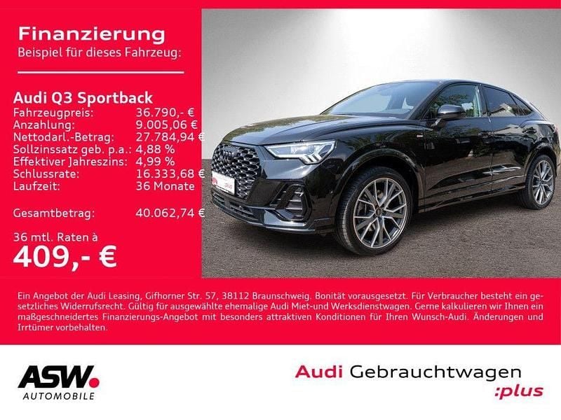 Mythosschwarz metallic Gebraucht 2021 Audi Q3 Sportback Ambiente SUV | 34.990 € (Superpreis) - Bild 1/4