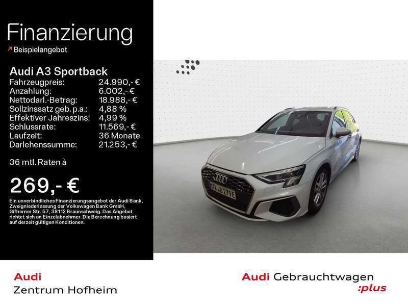 Gletscherweiß metallic Gebraucht 2021 Audi A3 e-tron S-Line Kleinwagen | 24.990 € (Fairer Preis) - Bild 1/4