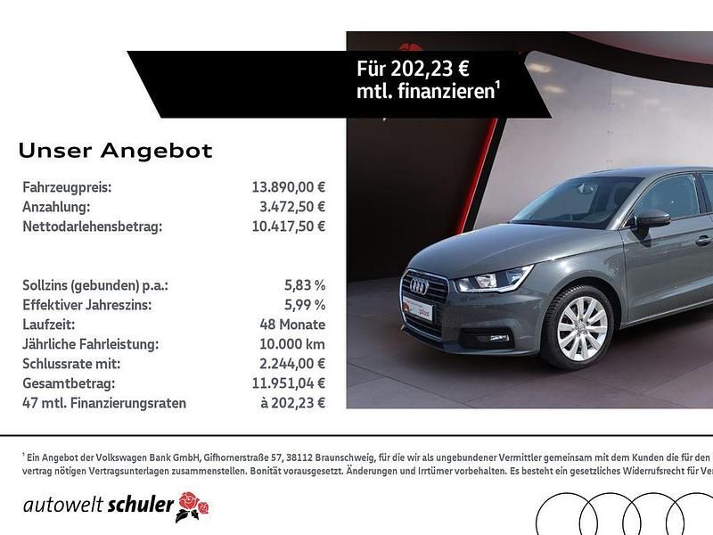 Nanograu metallic Gebraucht 2017 Audi A1 Sportback Basis Kleinwagen | 13.890 € (Fairer Preis) - Bild 1/4