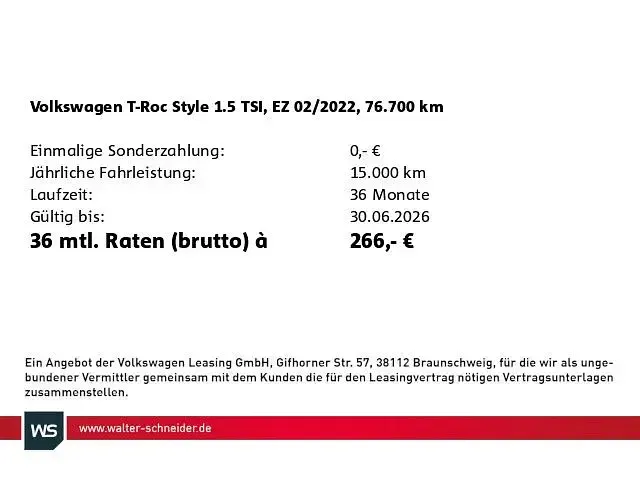 Gebraucht VW T-Roc Style 150 PS (110 kW) 2022 Grau SUV
