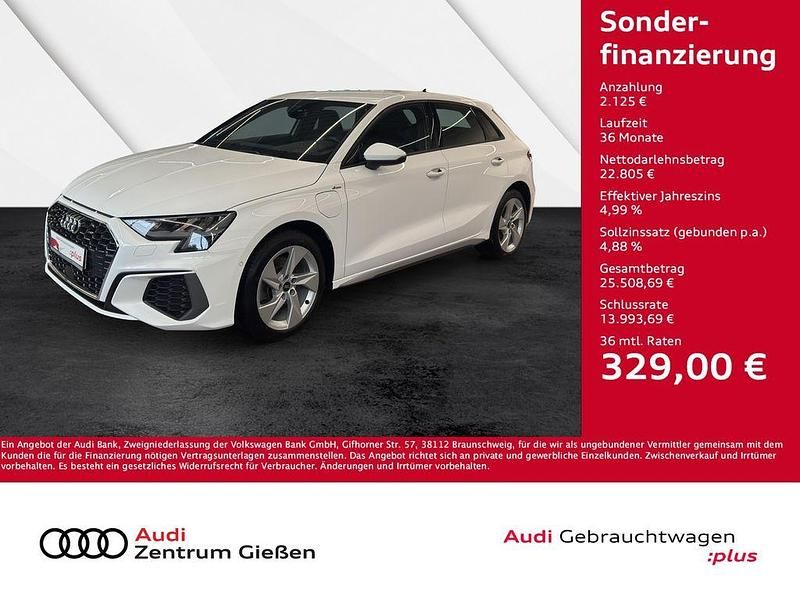 Weiß Gebraucht 2022 Audi A3 Sportback e-tron S-Line Kleinwagen | 24.930 € (Fairer Preis) - Bild 1/4