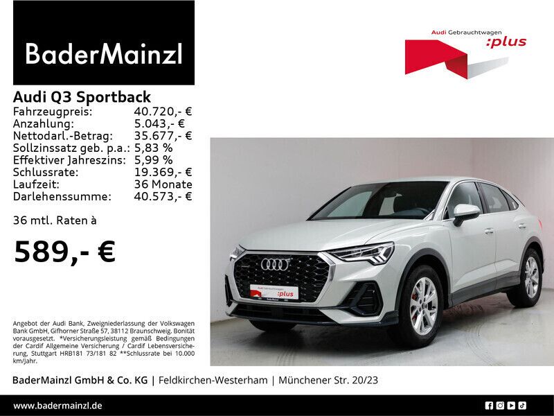Tausilber metallic Gebraucht 2022 Audi Q3 Sportback Ambiente SUV | 40.720 € (Fairer Preis) - Bild 1/3