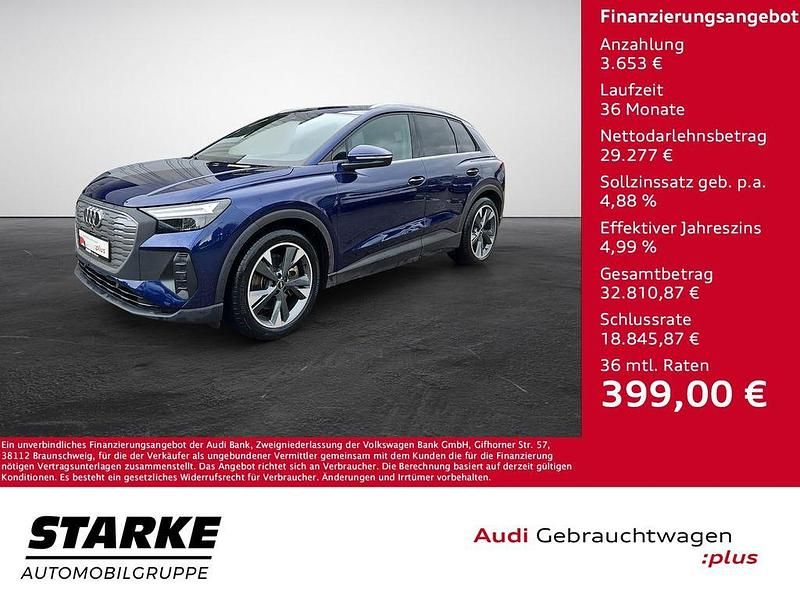 Navarrablau metallic Gebraucht 2022 Audi Q4 e-tron Ambiente SUV | 32.930 € (Fairer Preis) - Bild 1/4