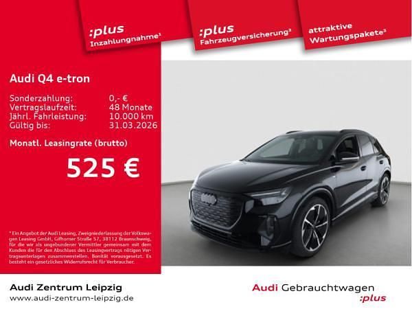 Schwarz (mythosschwarz metallic) Gebraucht 2025 Audi Q4 e-tron S-Line SUV | 49.981 € (Fairer Preis) - Bild 1/3