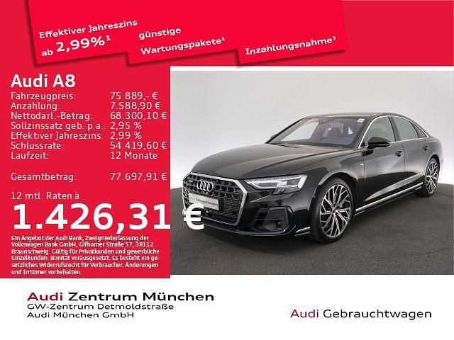 Brillantschwarz Gebraucht 2022 Audi A8 Ambiente Limousine | 75.889 € (Guter Preis) - Bild 1/2