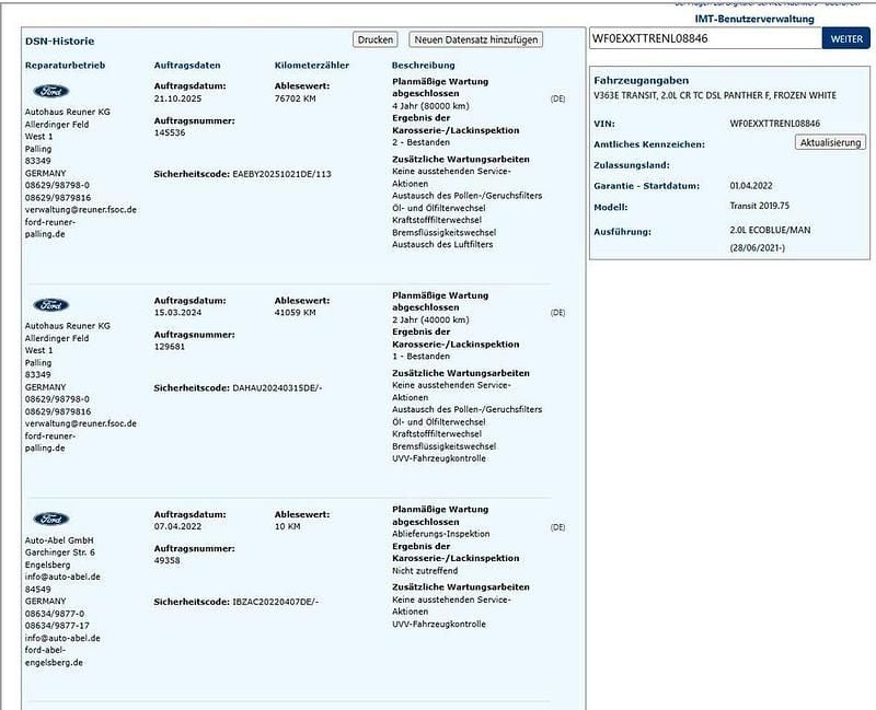 Gebraucht Ford Transit Trend 131 PS (96 kW) 2022 Weiß Van / Kleinbus
