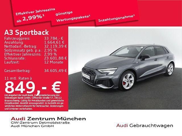 Daytonagrau perleffekt Gebraucht 2023 Audi A3 Sportback e-tron S-Line Kleinwagen | 33.784 € (Teuer) - Bild 1/2