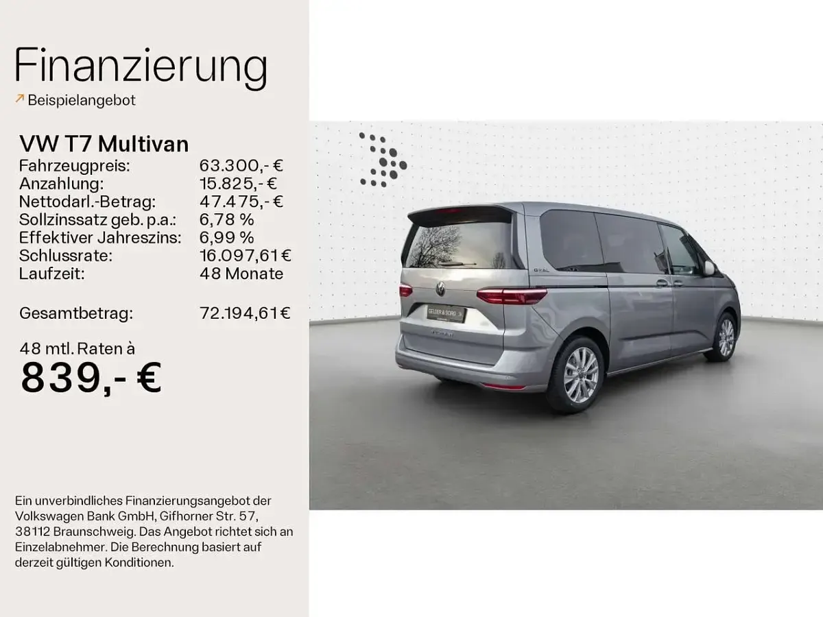 Nowe VW T7 Goal 150 KM (110 kW) 2026 Srebrny Van