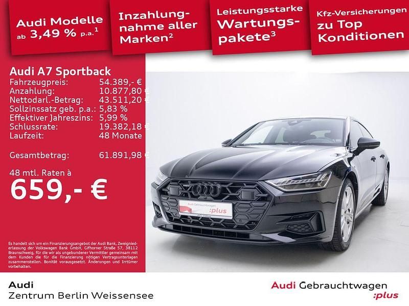 Mythosschwarz metallic Gebraucht 2024 Audi A7 Sport Kleinwagen | 54.389 € (Superpreis) - Bild 1/4