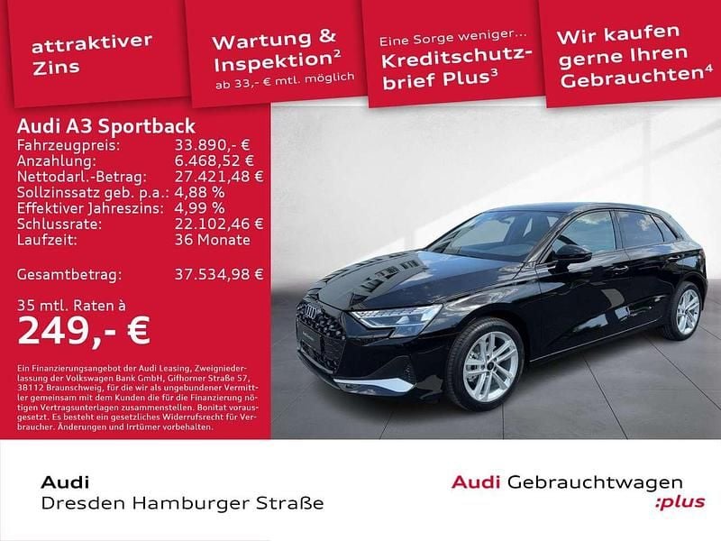 Brillantschwarz Gebraucht 2025 Audi A3 Advanced Plus Limousine | 33.890 € (Fairer Preis) - Bild 1/3