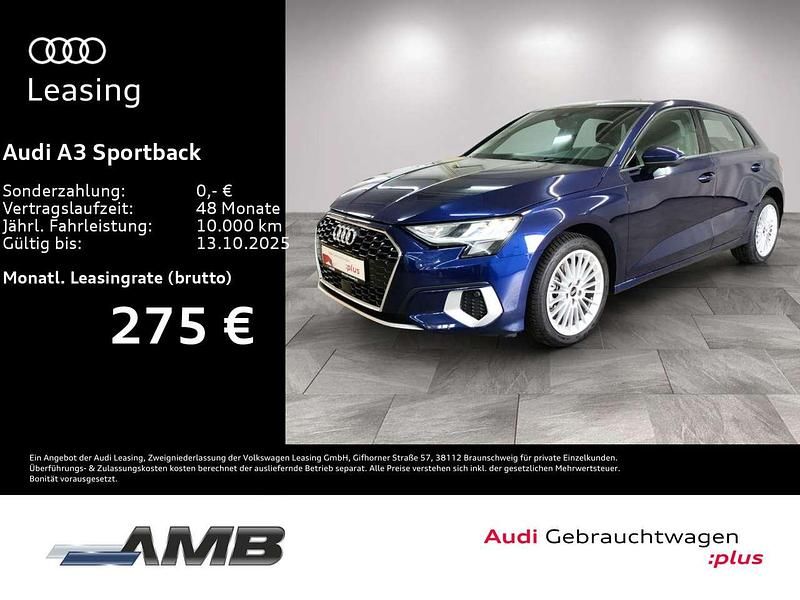 Navarrablau metallic Gebraucht 2024 Audi A3 Advanced Plus Limousine | 27.480 € (Superpreis) - Bild 1/3