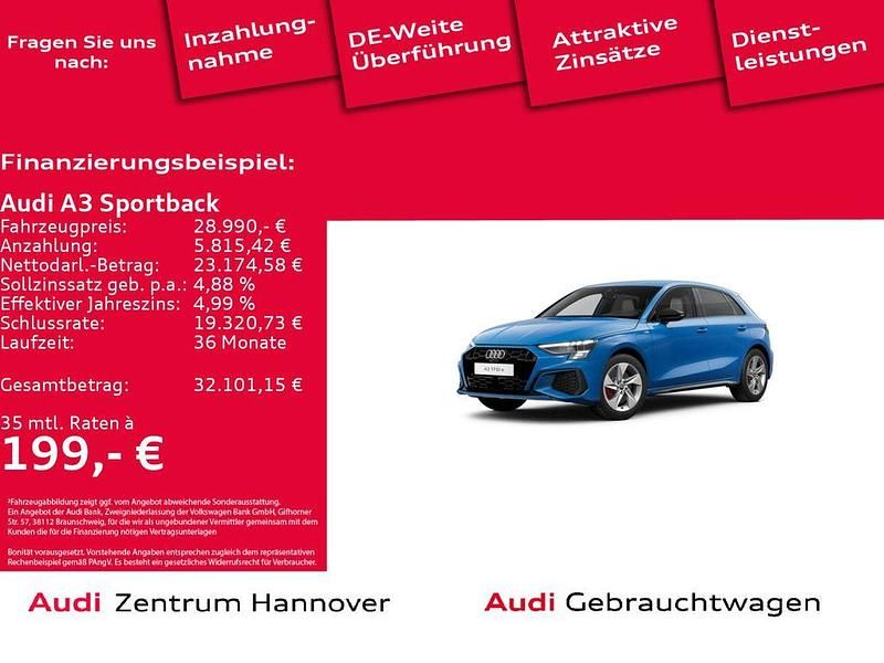 N6 turboblau Gebraucht 2022 Audi A3 S-Line Limousine | 28.450 € (Etwas zu teuer) - Bild 1/4