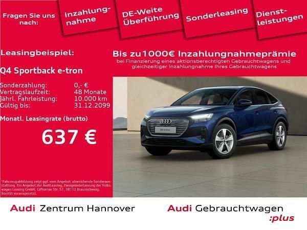 Blau (2d navarrablau metallic) Gebraucht 2022 Audi Q4 Sportback e-tron Ambiente SUV | 37.991 € (Teuer) - Bild 1/4