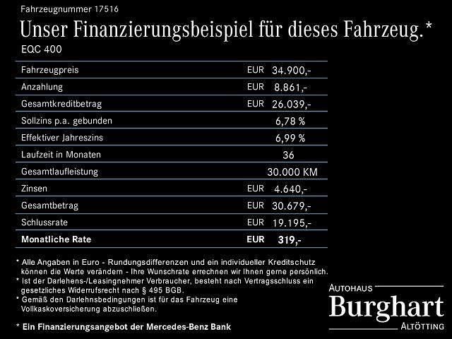 Unilack polarweiß Gebraucht 2021 Mercedes EQC400 Electric Art SUV | 34.900 € (Fairer Preis) - Bild 1/1