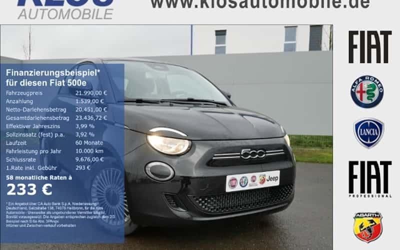 Onyx schwarz Gebraucht 2022 Fiat 500e Icon Limousine | 21.990 € - Bild 1/4