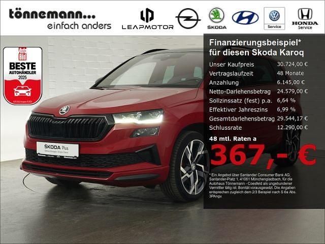 Rot Gebraucht 2022 Skoda Karoq SportLine SUV | 30.724 € (Teuer) - Bild 1/4